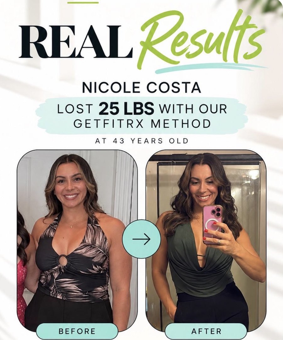 Coach Nicole's before-and-after results card