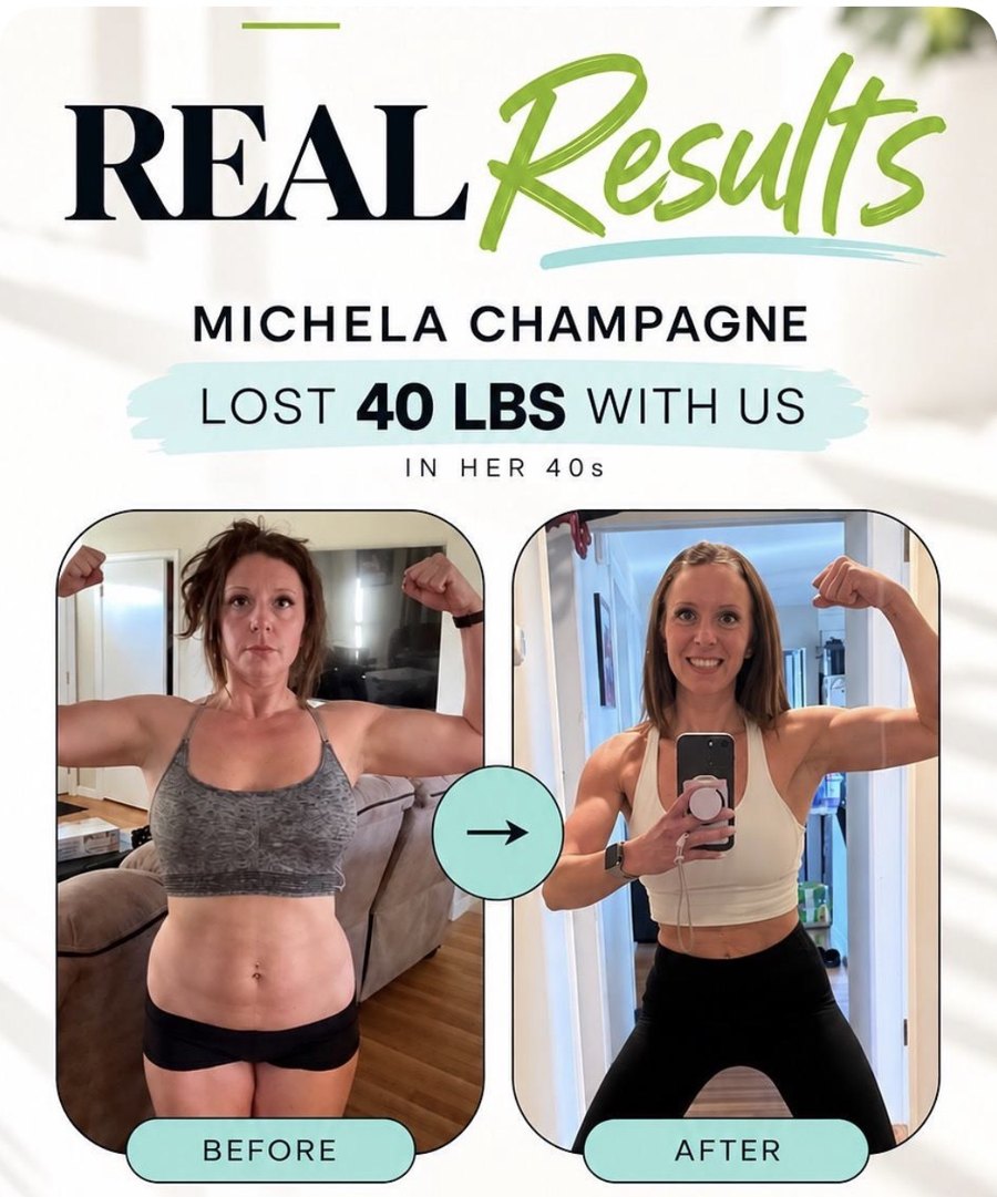Michela's before-and-after results card