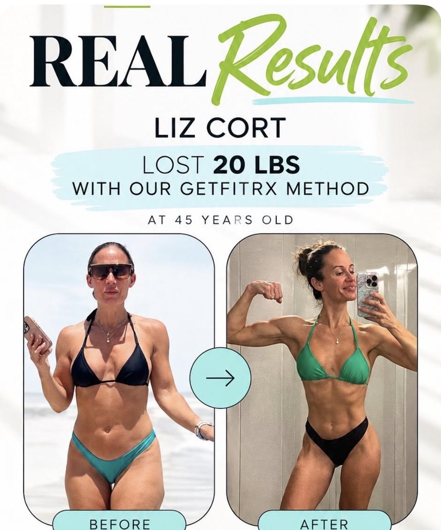 Coach Liz's before-and-after results card