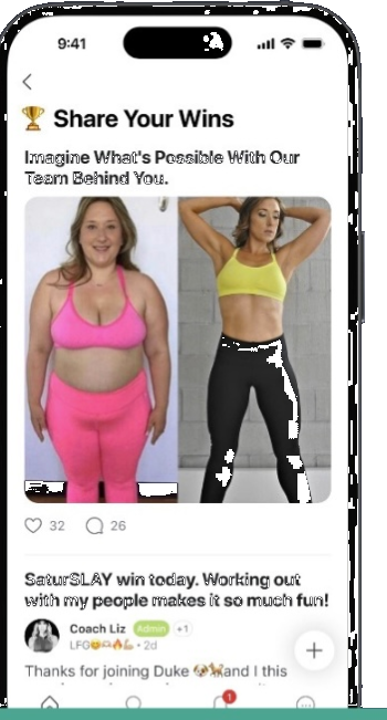 Share Your Wins: real member transformation feed